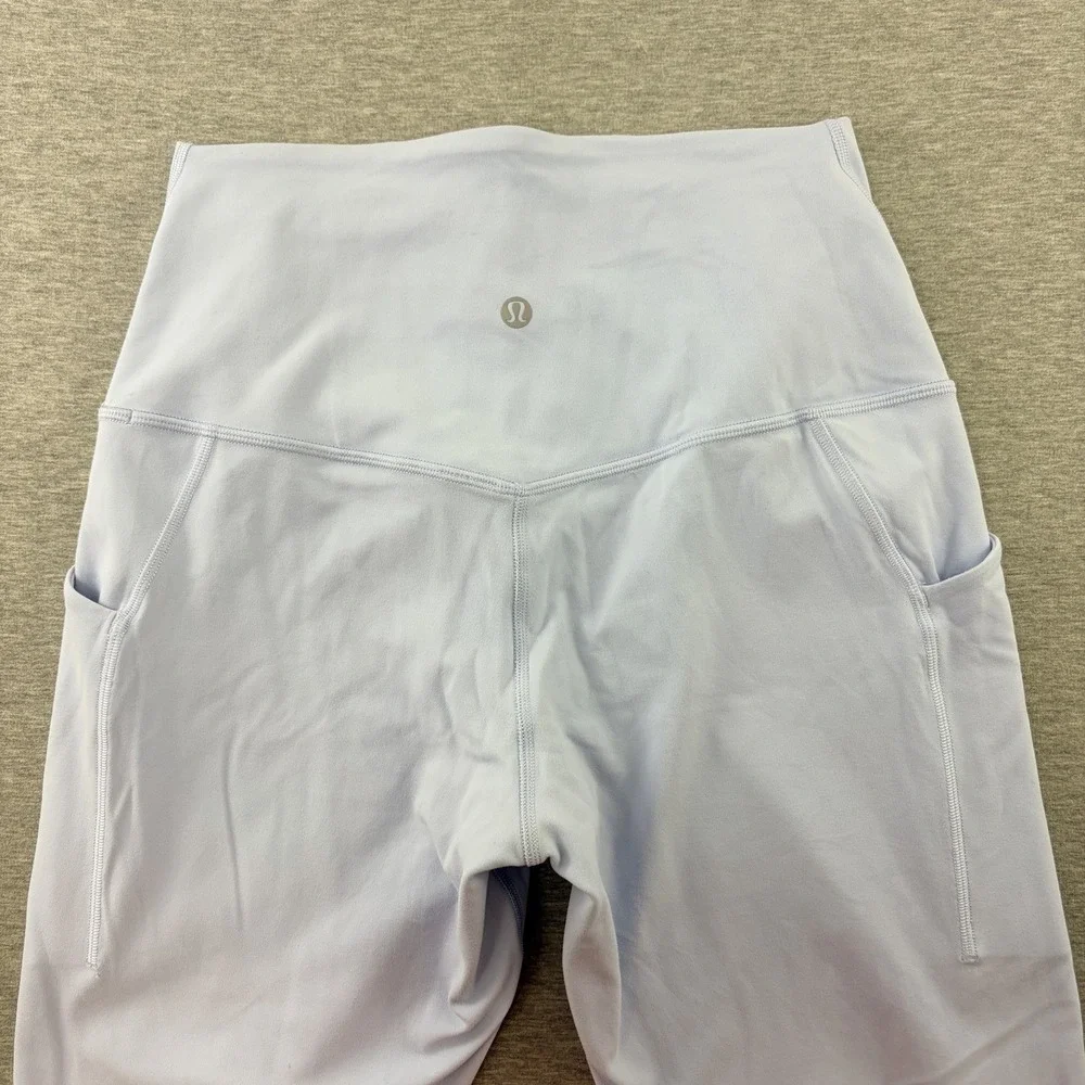 Lululemon Fast and Free High Rise Crop Leggings Women Size 8 Blue Side Pocket